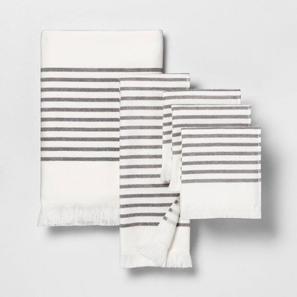 Hearth & Hand Magnolia Core Stripe Bath Towel -‎ Railroad Gray, Cream - Target - Picture 2 of 5